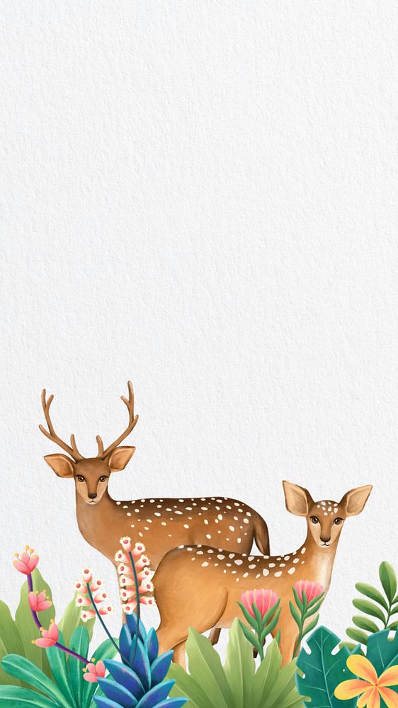 Editable hand-drawn deer mobile wallpaper