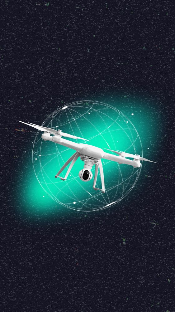 Drone technology mobile phone wallpaper, editable digital remix design