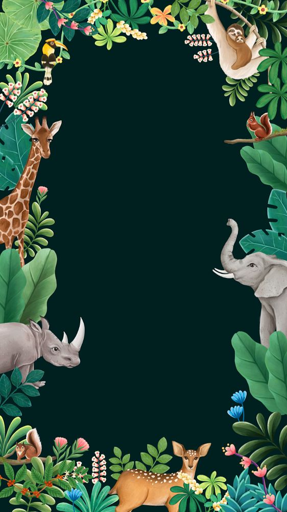 Customizable wildlife frame, editable hand-drawn nature remix