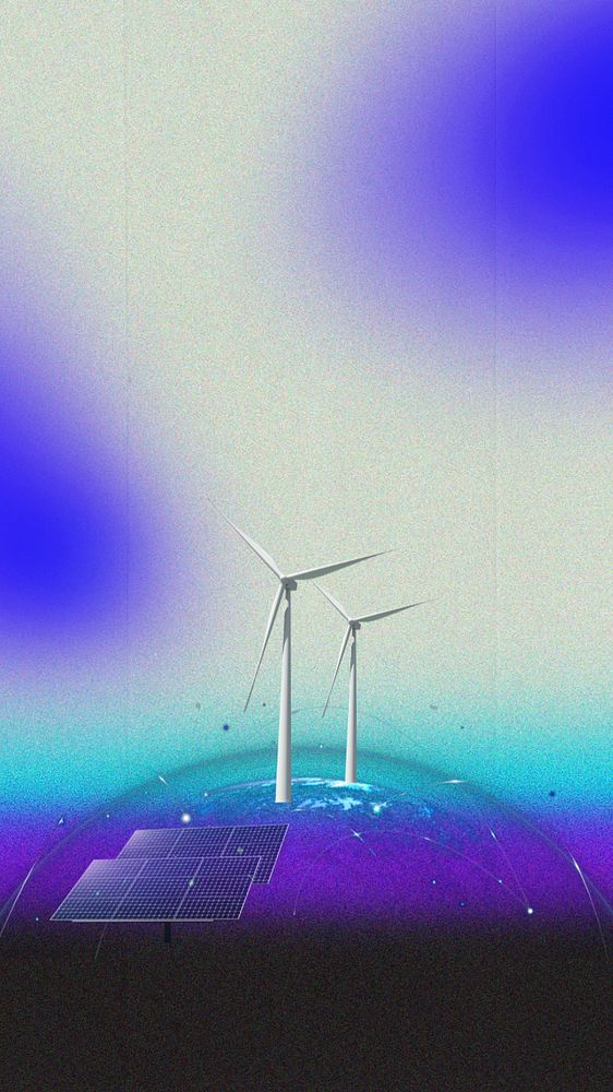 Sustainable technology mobile phone wallpaper, editable digital remix design