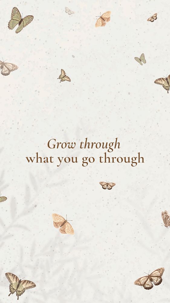 Growth quote Instagram story template, aesthetic butterfly background