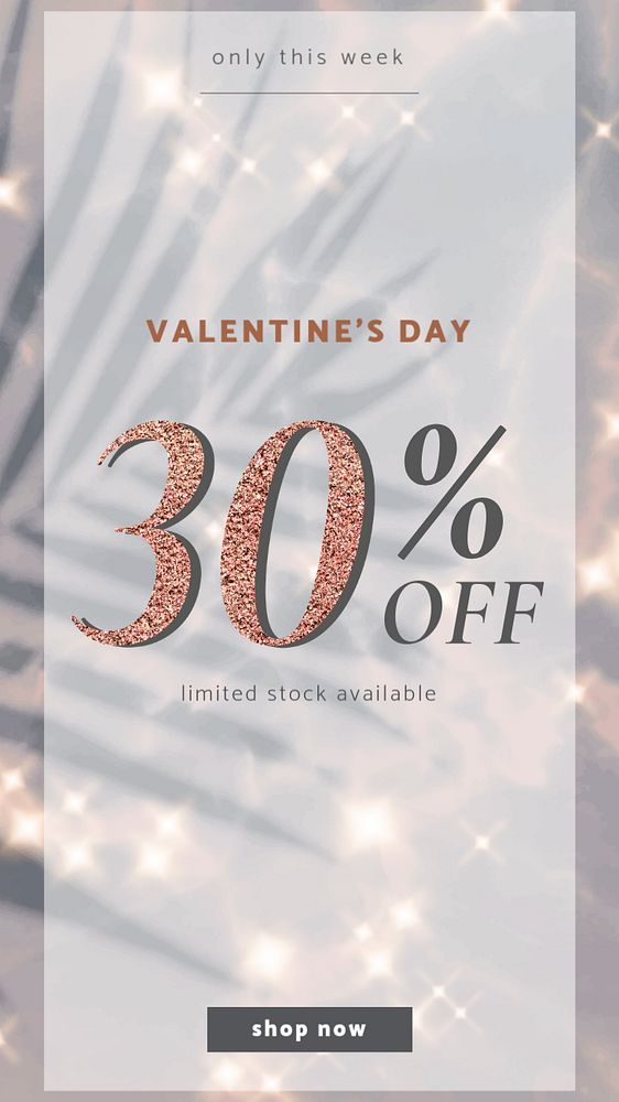 Valentine's day sale  Instagram story template, editable design 