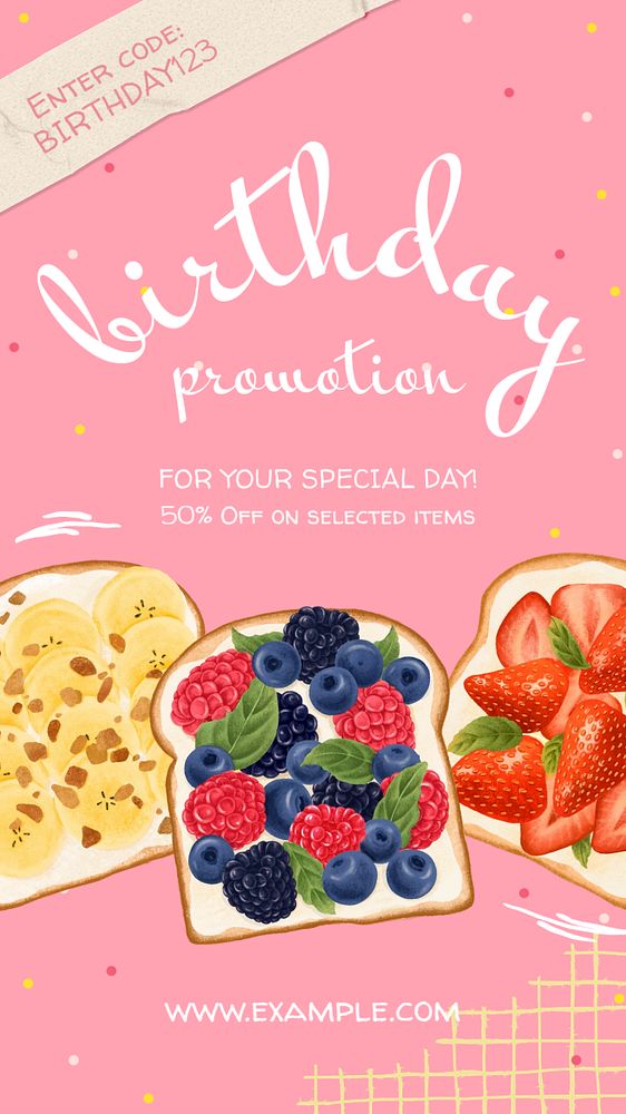 Fruit toasts Instagram story template, editable design