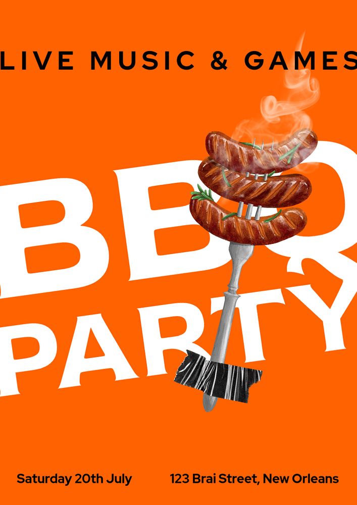 BBQ party customizable poster template