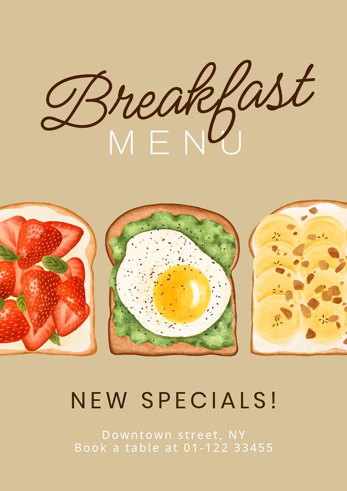 Breakfast menu customizable poster template