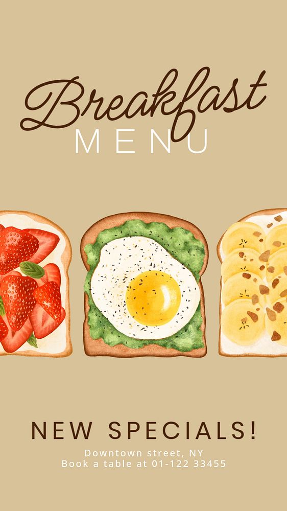 Breakfast menu Instagram story template, editable design