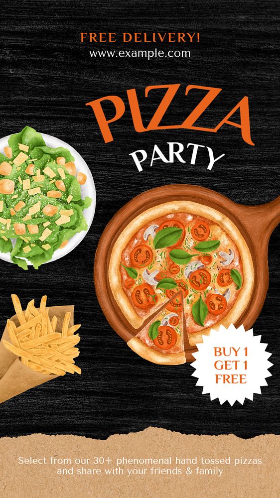 Pizza party Instagram story template, editable design