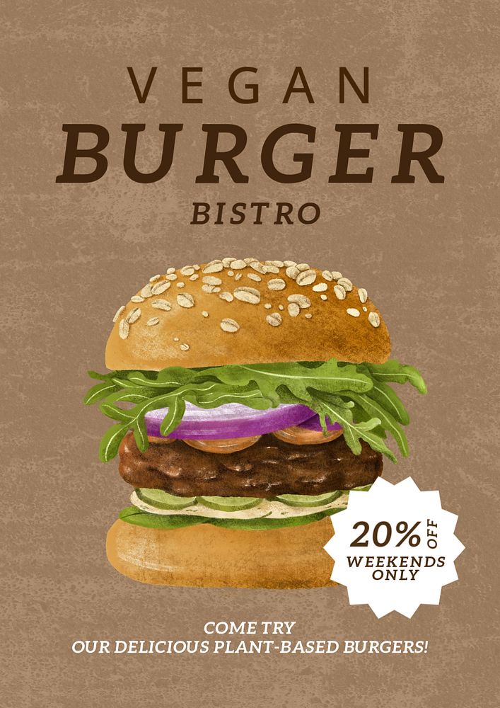 Vegan burger customizable poster template