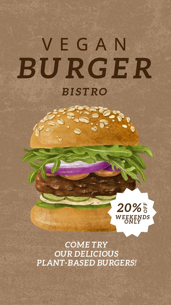 Vegan burger Instagram story template, editable design