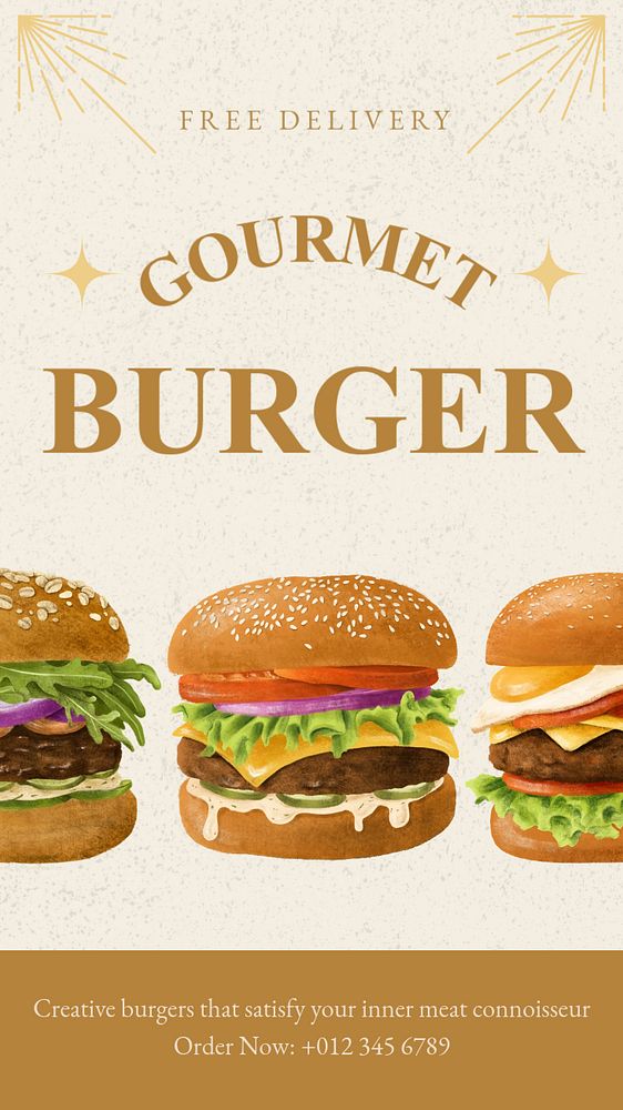 Gourmet burger Instagram story template, editable design