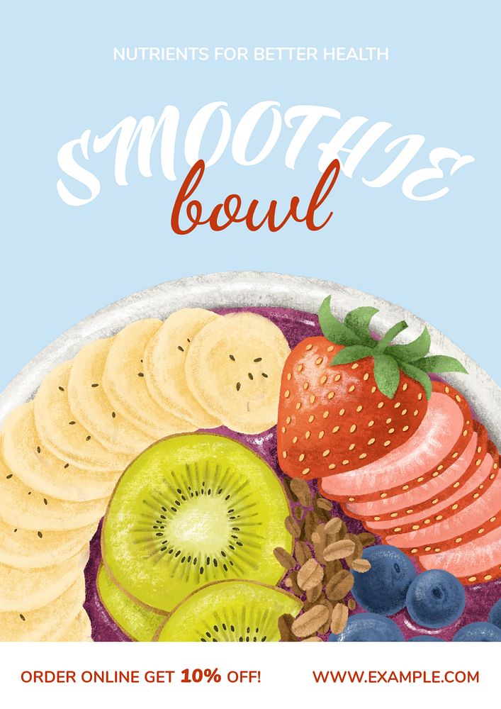 Smoothie bowl customizable poster template