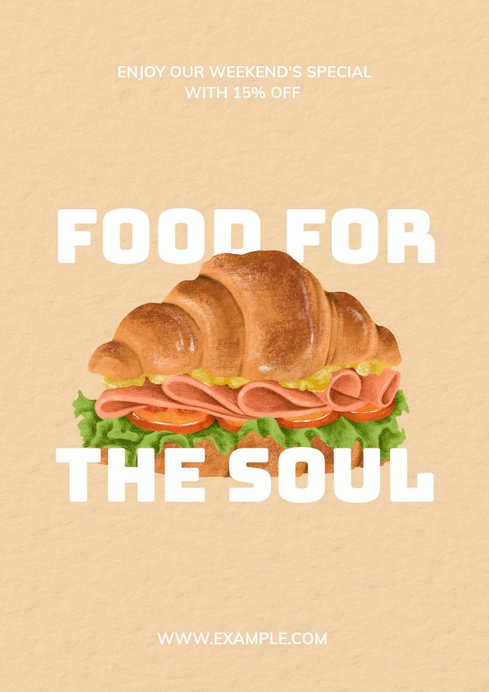 Croissant sandwich customizable poster template