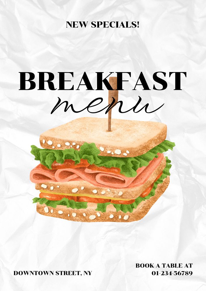 Breakfast menu customizable poster template