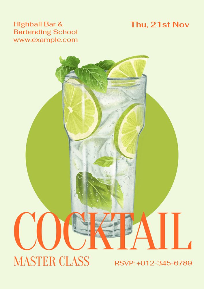 Cocktail class customizable poster template