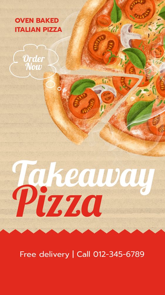 Takeaway pizza Instagram story template, editable design