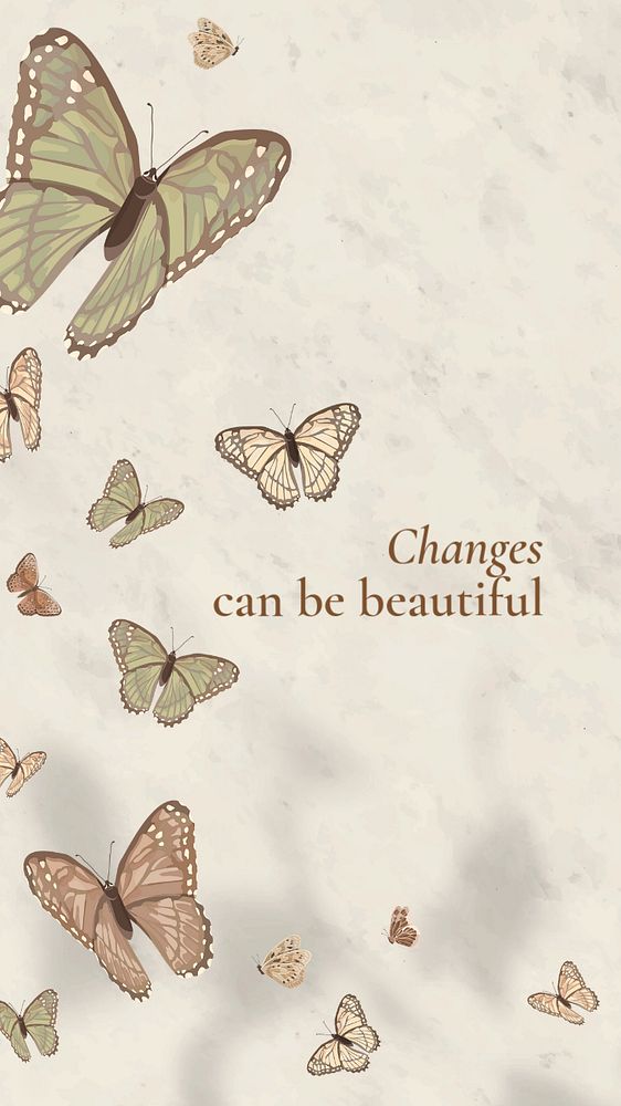 Change quote Instagram story template, beige butterfly background