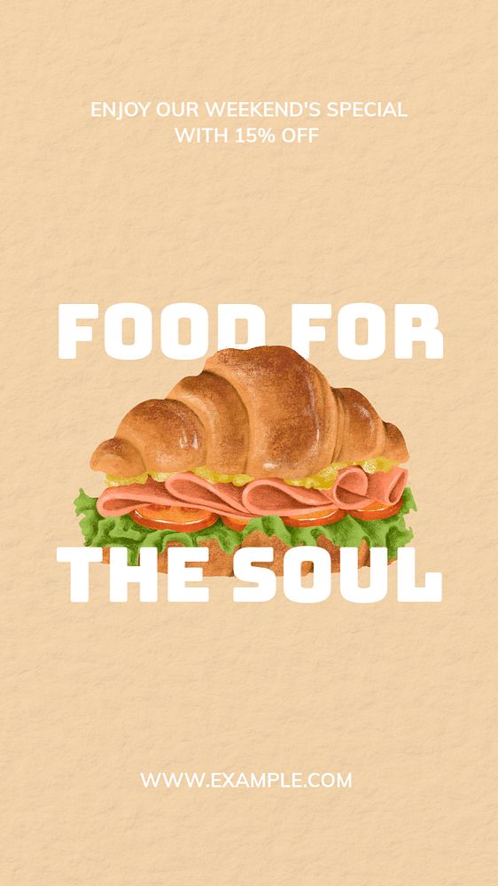 Croissant sandwich Instagram story template, editable design