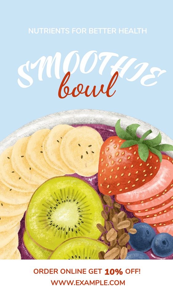 Smoothie bowl Instagram story template, editable design