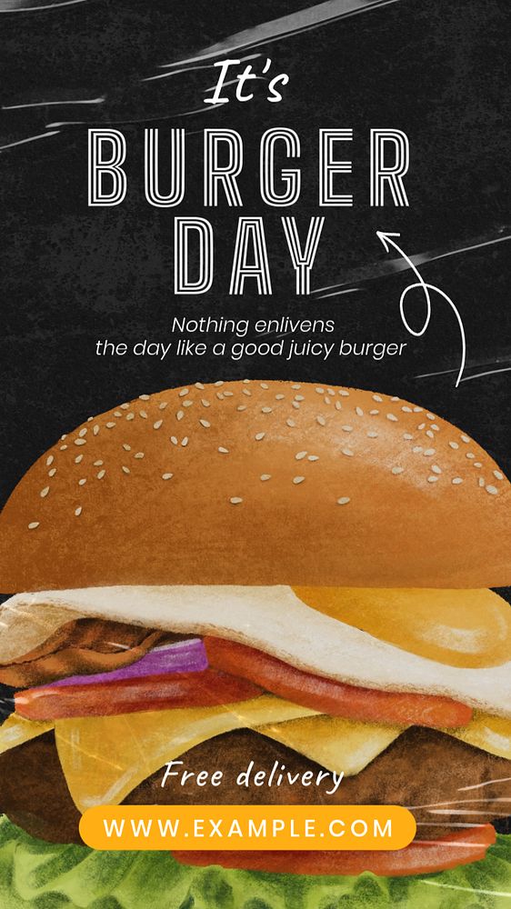 Burger day Instagram story template, editable design