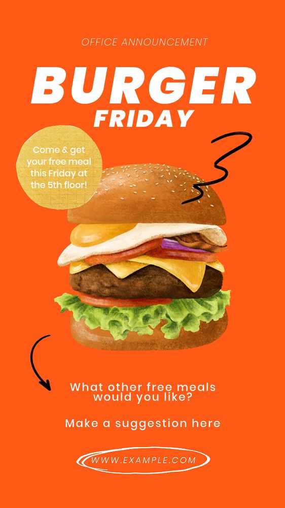 Burger Friday Instagram story template, editable design