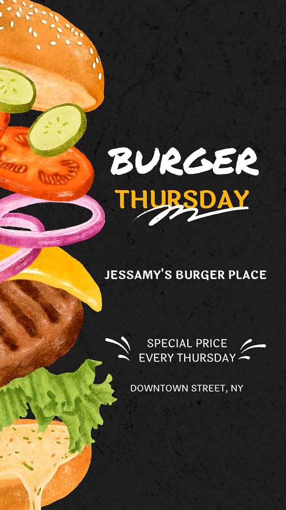 Burger Thursday Instagram story template, editable design