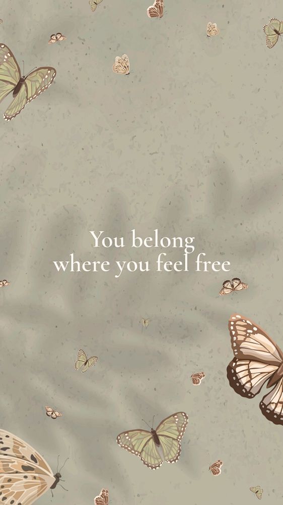 Freedom quote Instagram story template, beige butterfly background