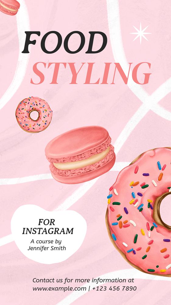 Pink donuts Instagram story template, editable design