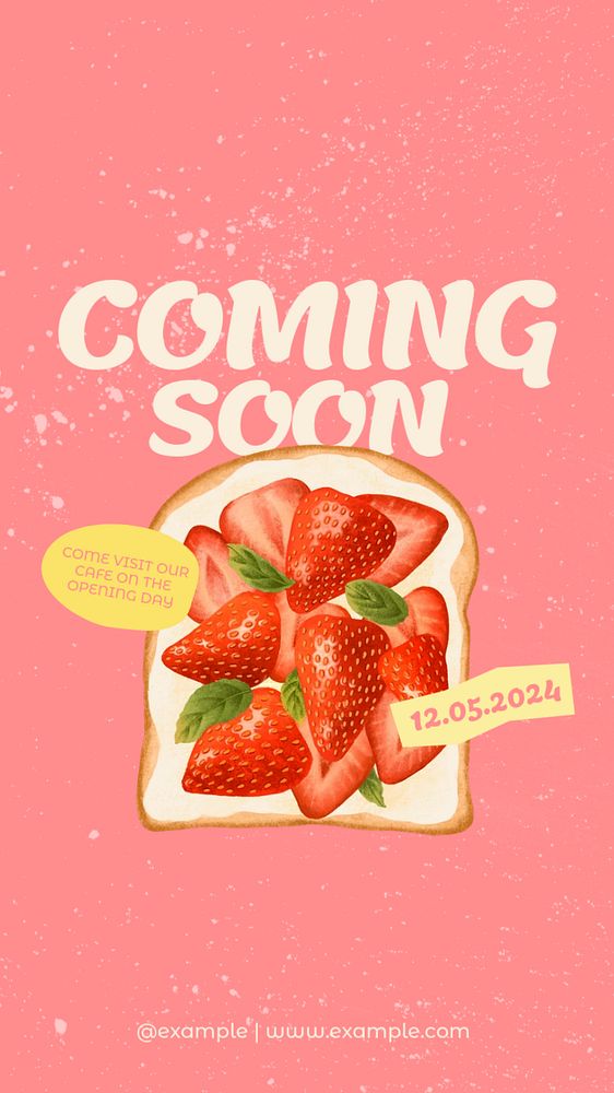 Strawberry toast Instagram story template, editable design