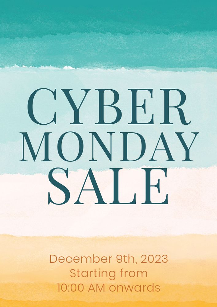 Cyber Monday poster template, watercolor design