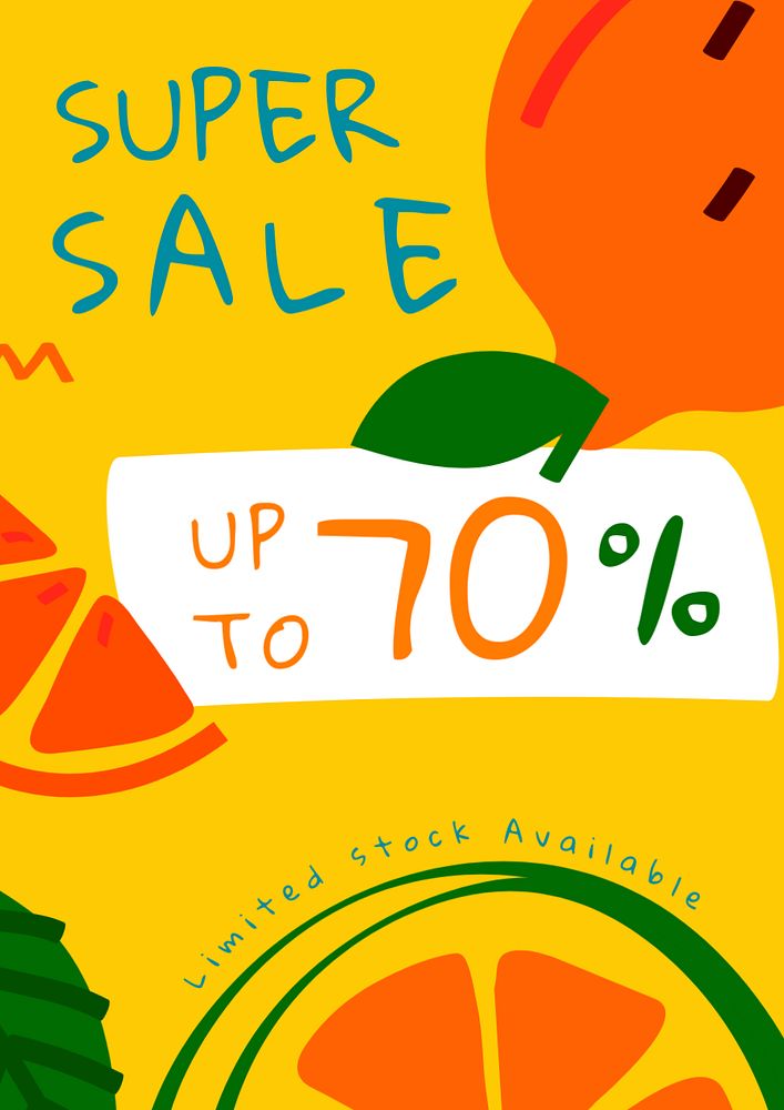 70% sale, colorful poster template, editable design