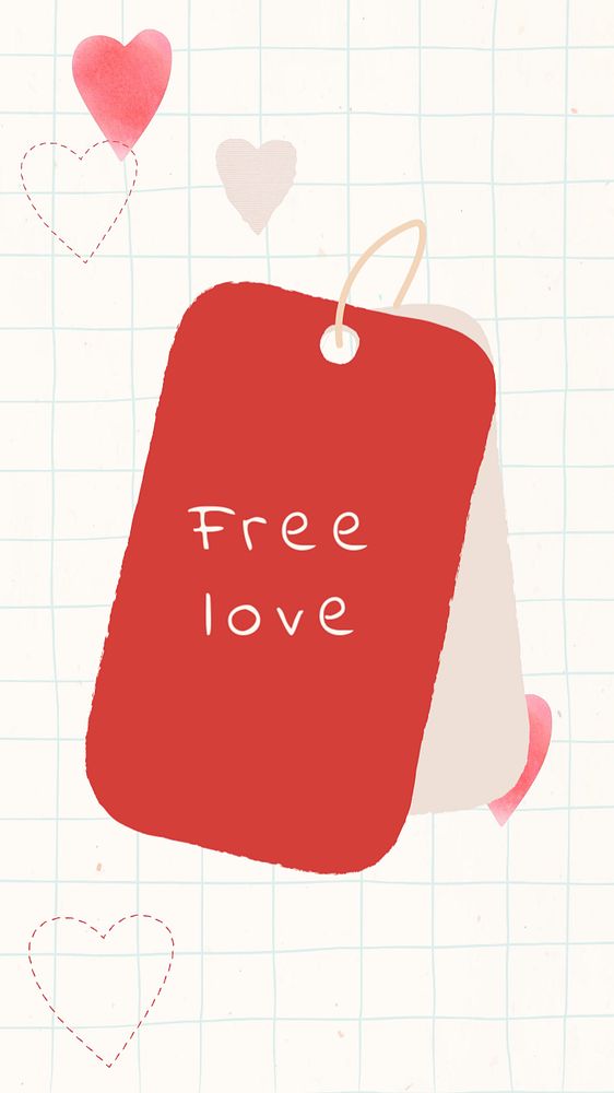 Free love iPhone wallpaper template, editable Valentine's design