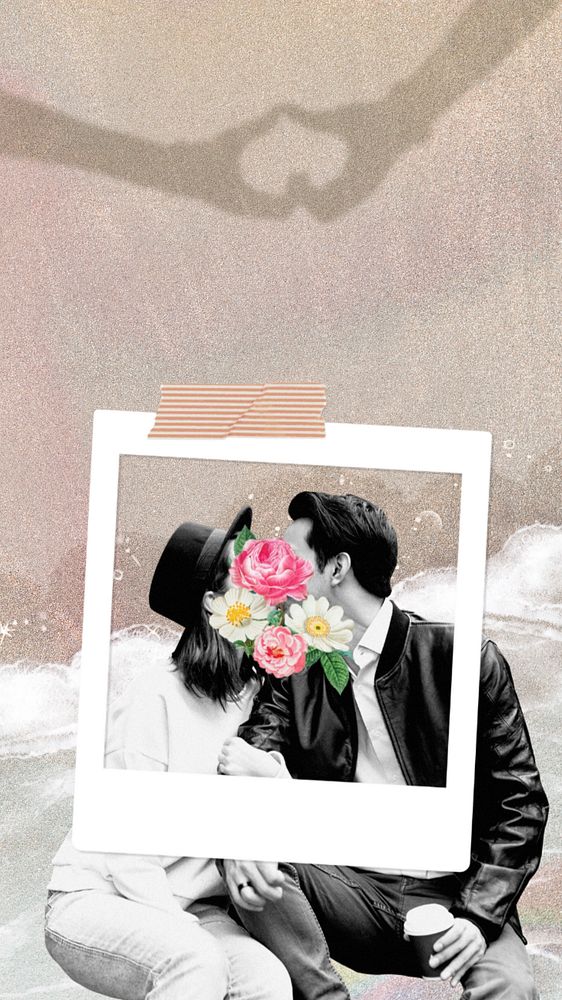 Aesthetic lovers iPhone wallpaper, vintage instant film frame design