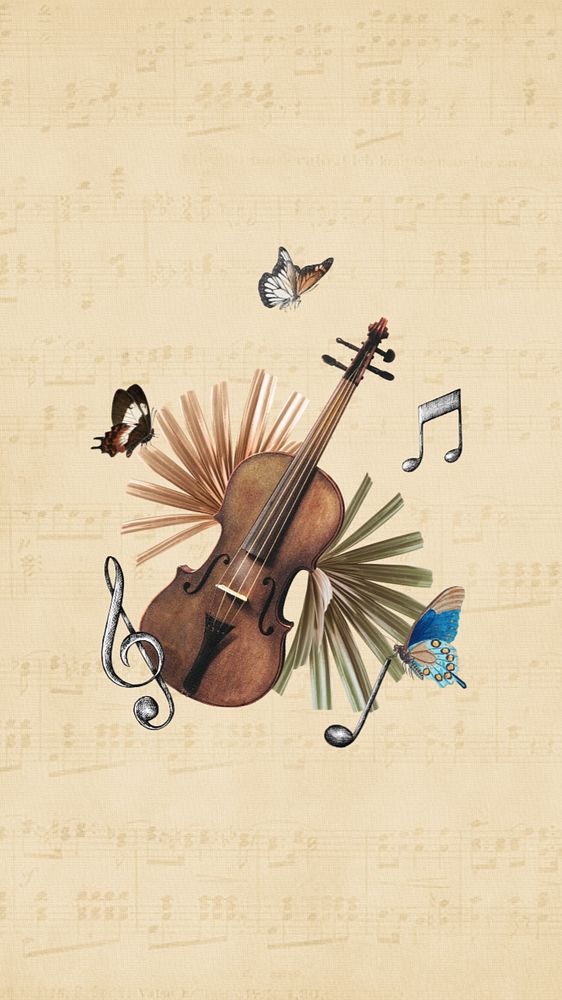 Violin music beige iPhone wallpaper