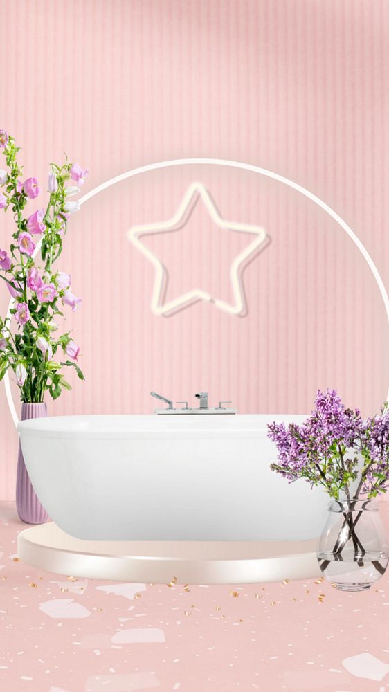 Aesthetic pink bathroom iPhone wallpaper