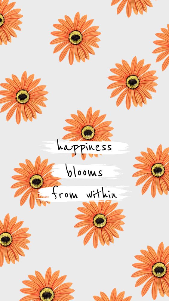 Happiness quote iPhone wallpaper template, editable text on floral pattern