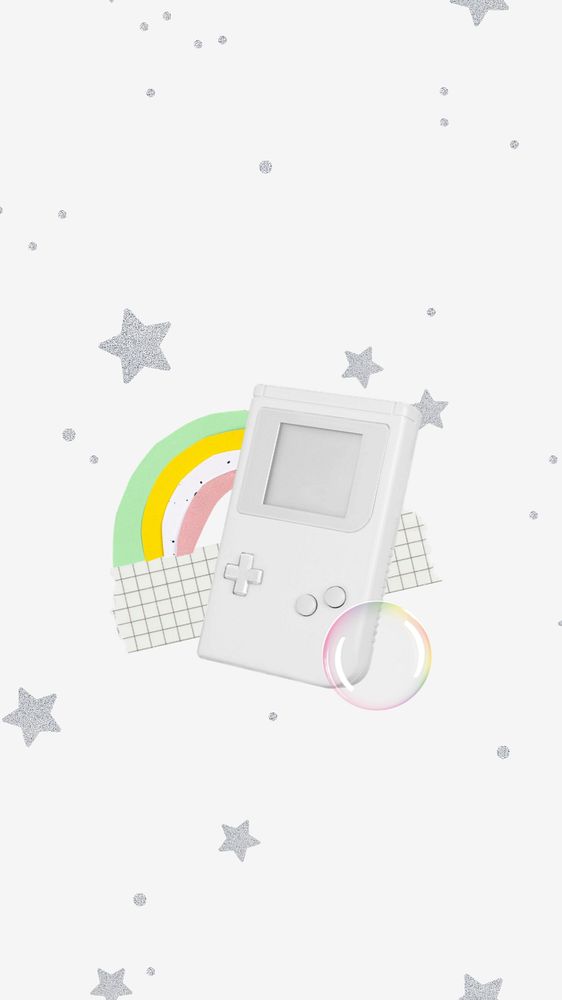 Aesthetic retro white iPhone wallpaper, handheld game consoles design