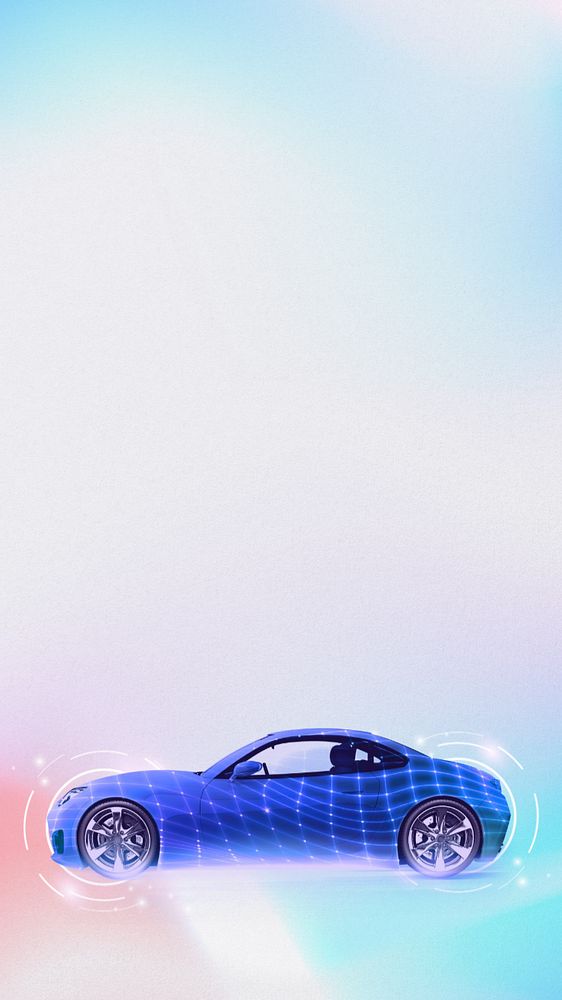 Smart car technology phone wallpaper, editable digital remix design