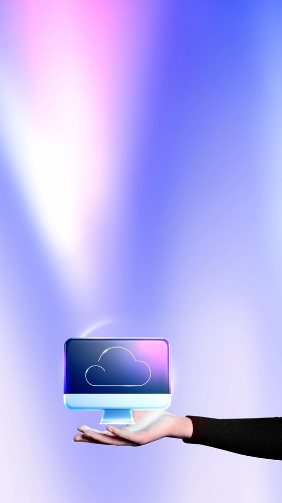 Cloud technology mobile phone wallpaper, editable digital remix design