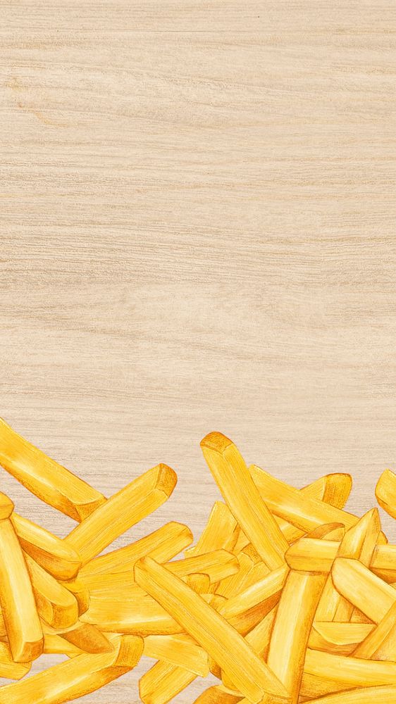 French fries border iPhone wallpaper, editable design