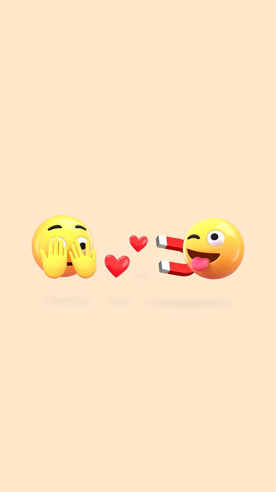 Flirty emoticons phone wallpaper, 3D rendering background