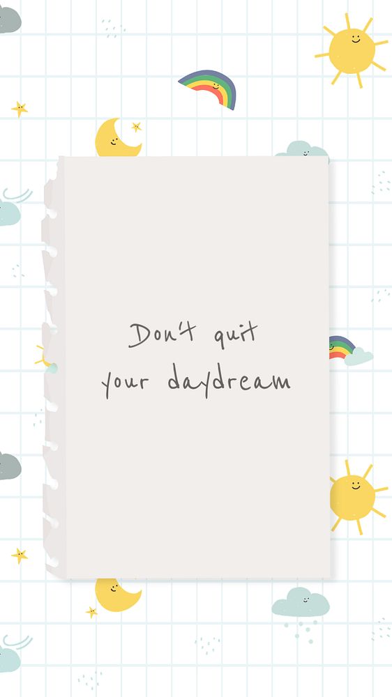 Motivational quote Facebook story template, editable cute weather doodle