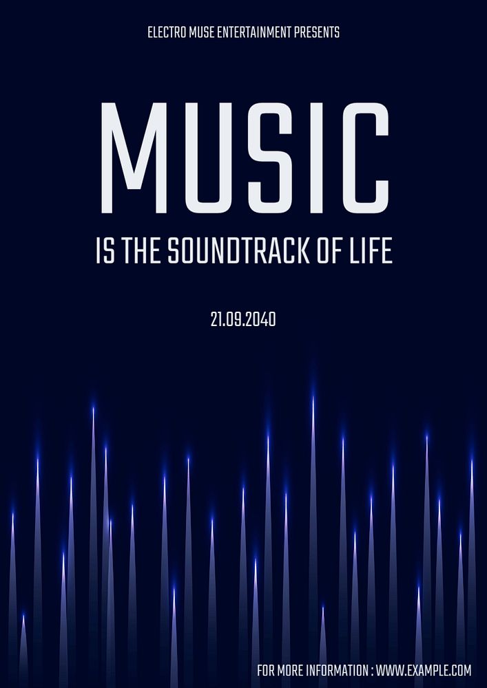 Music concert poster template, editable abstract dark blue design