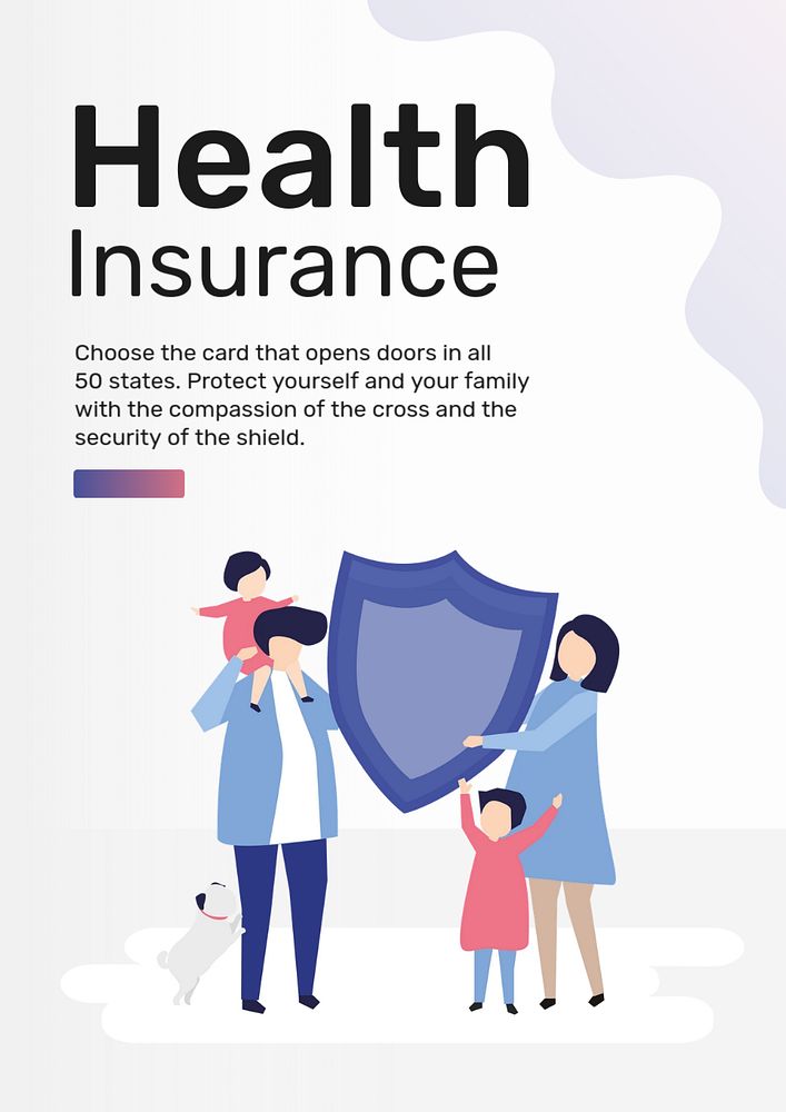 Health insurance poster template, editable text & flat graphic