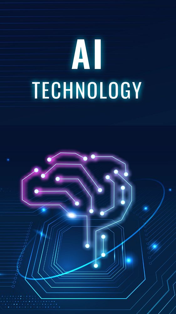 AI technology Facebook story template, editable futuristic innovation design