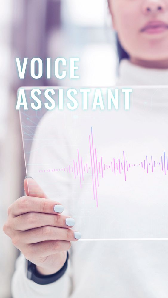 Voice assistant Facebook story template, editable disruptive technology