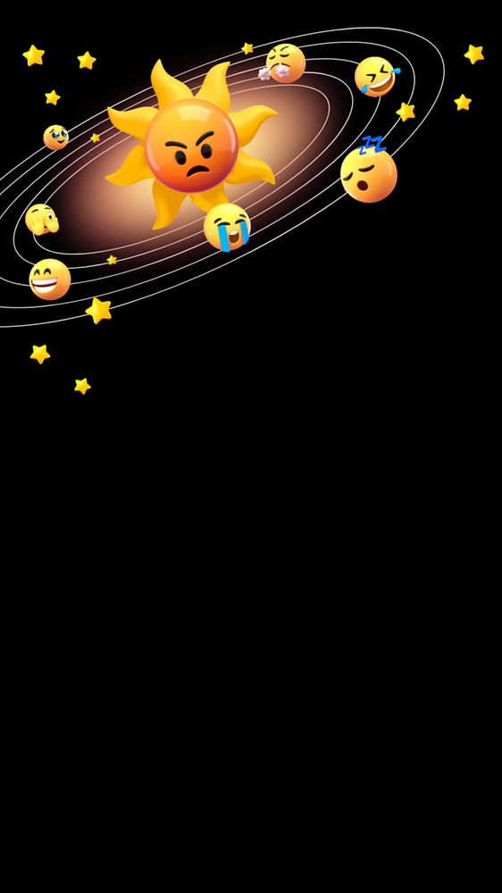 Emoticon solar system mobile wallpaper, 3D rendering, editable design