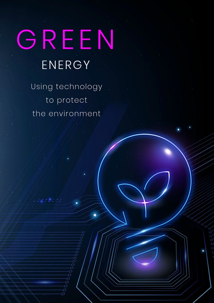 Green energy poster template, editable environment technology