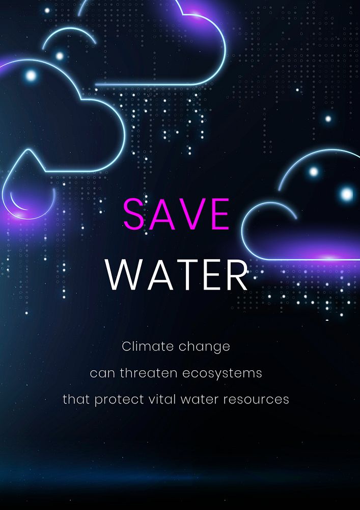 Save water poster template, editable environment design