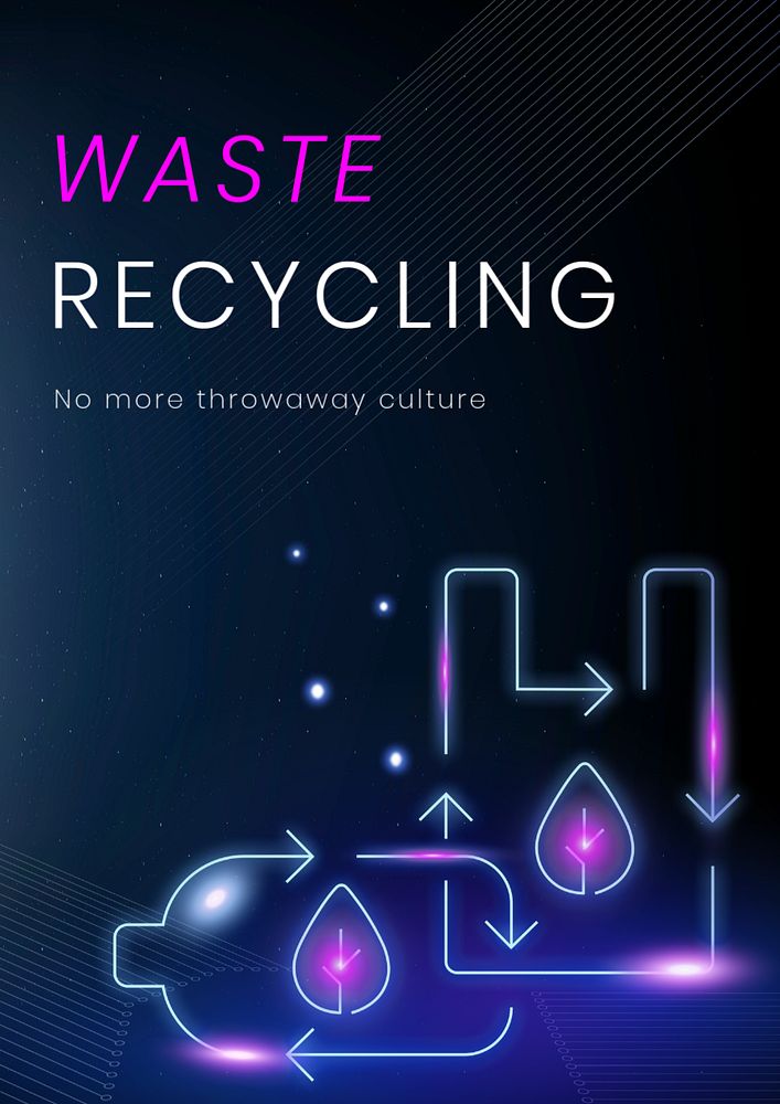 Waste management poster template, editable environment design