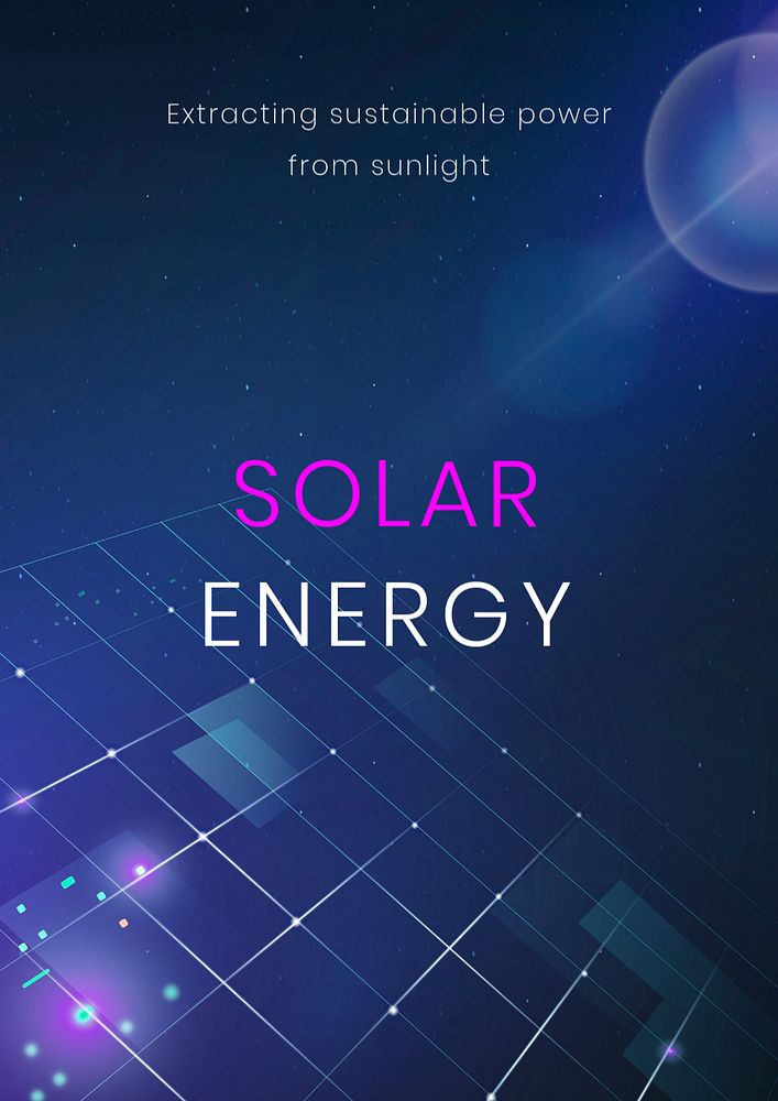 Solar energy poster template, editable environment technology